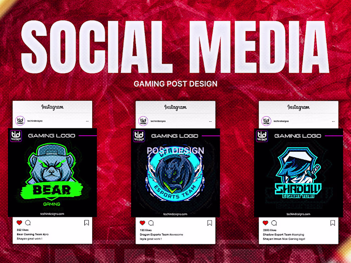 Social media posts and logo design for Techindesigns.