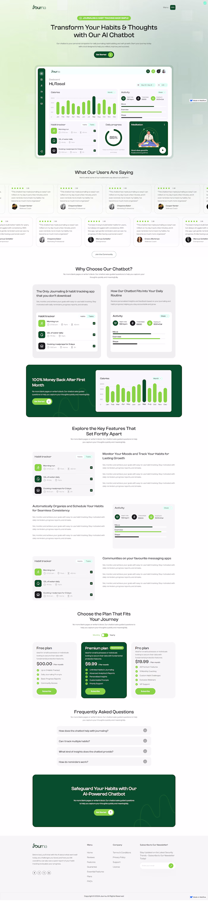 Journa Webflow landing page