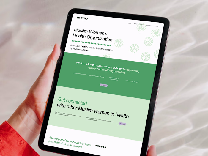 Full website design for the Muslim Women’s Health Association