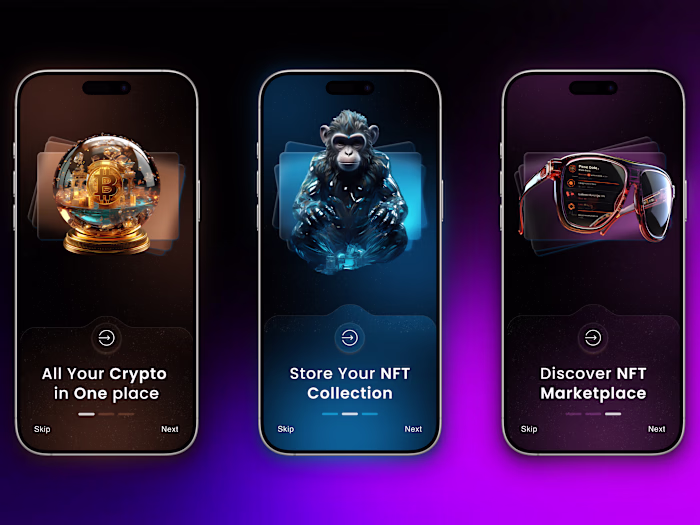 NFT Marketplace Mobile App – Onboarding UI