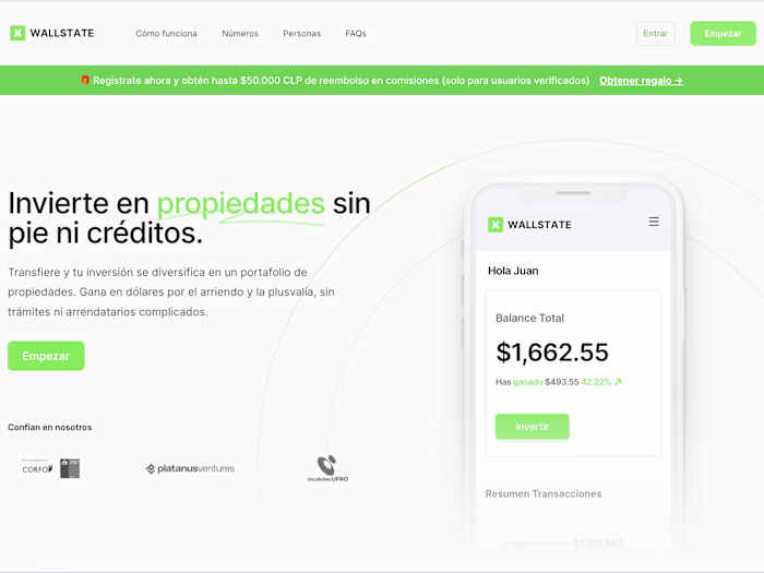 WallState - Real Estate investment platform for as little as $1.