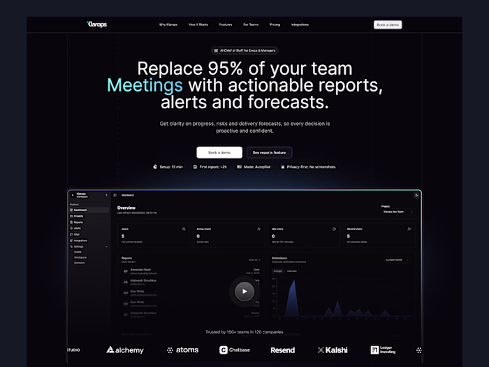 Klarops SaaS - AI manager for execs - UX/UI Design