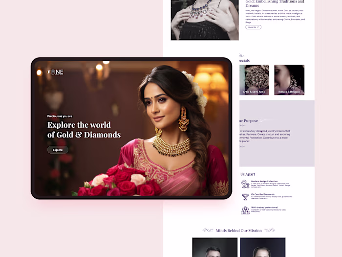 Web development & UI/UX Design for Fine Gold & Diamonds