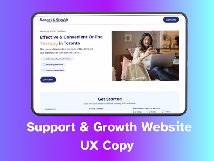 Support and growth UX copy