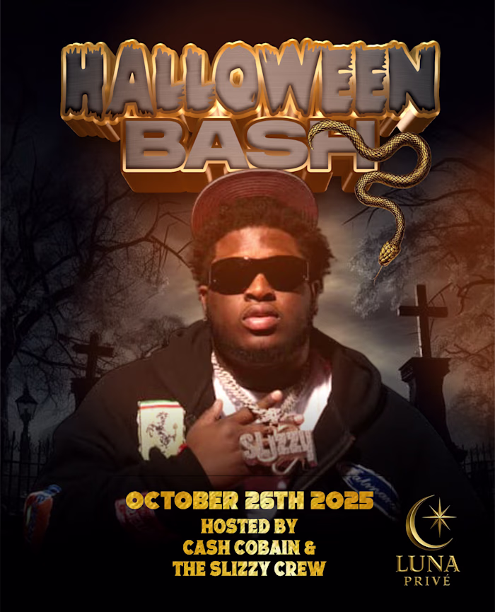 A promotional poster for a "HALLOWEEN BASH" event, featuring...