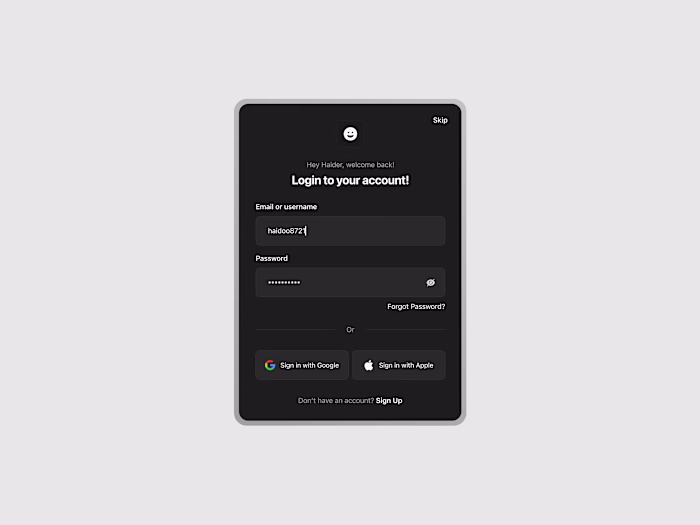 Login Popup Modal Concept