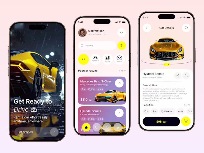 Luxury - Premium Car Rental Mobile App Design Hello, Everyon...