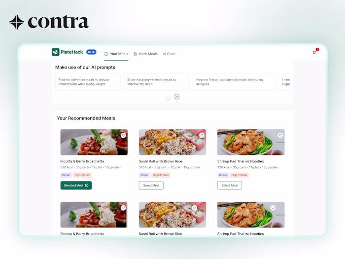PlateHack Meal Recommendation Engine