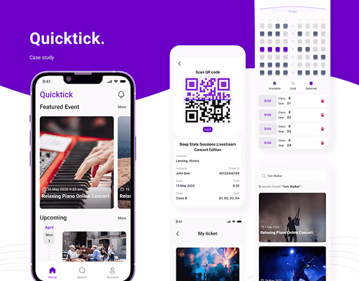 Quicktick. - music event ticket booking app on Behance