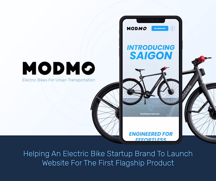 Modmo-Website design for eBike startup. Boost conversion 30%