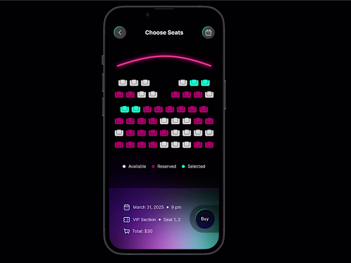 Movie Ticket Booking App prototype using Figma