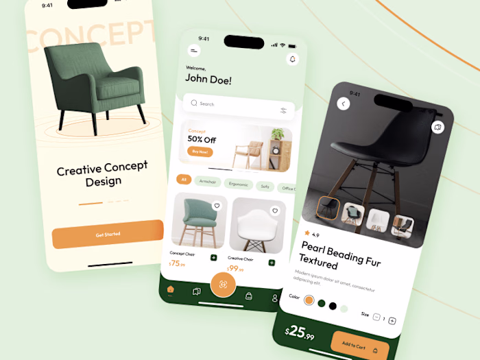 Furniture App  E-commerce Shop UI Design