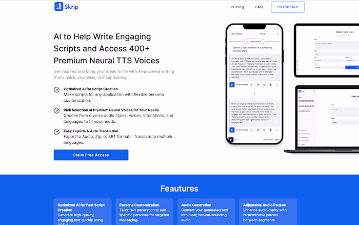 Script Maker with TTS (400+ Voices) and AI with Auto Translation