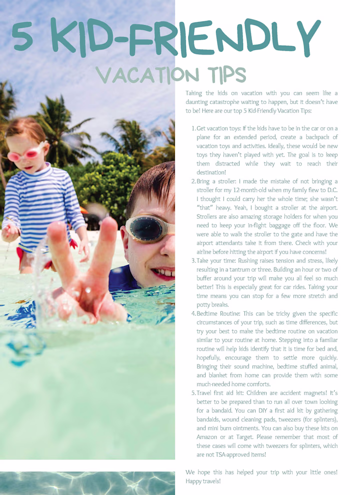 5 Kid-Friendly Vacation Tips