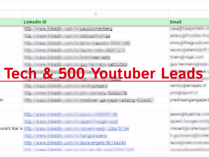 1500 Tech & 500 Youtuber Leads