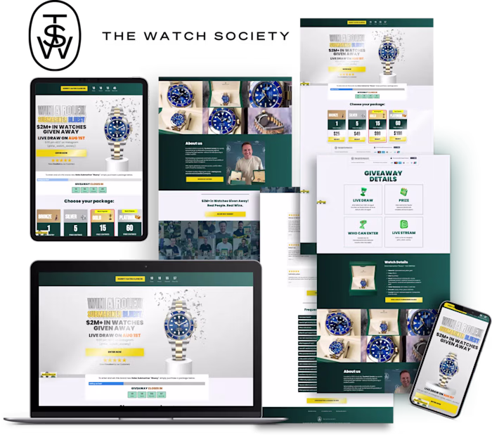 The Watch Society Raffle funnel