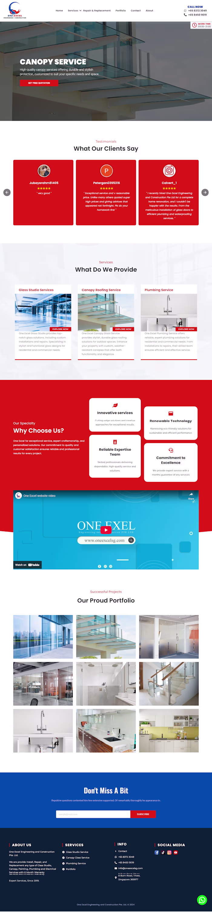 Construction Company WordPress Website | OneExcel SG