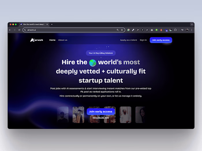 Interactive multipage website for tech talent hiring startup