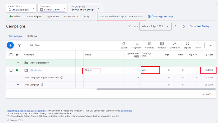 Promoted a YouTube Video 