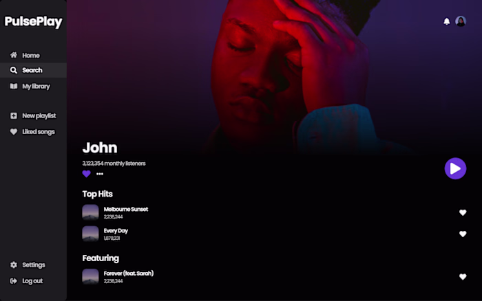 Music streaming website 