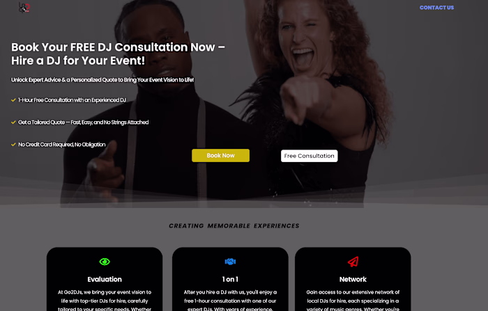 Landing Page and web development for Urgo2dj's