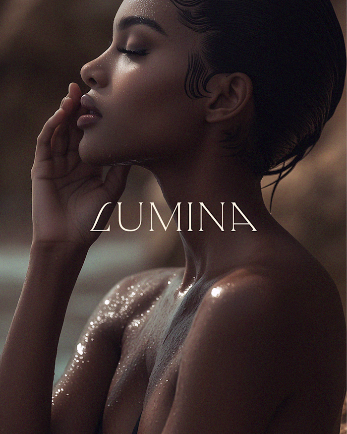 Branding and packaging for LUMINA, a skincare brand inspired...