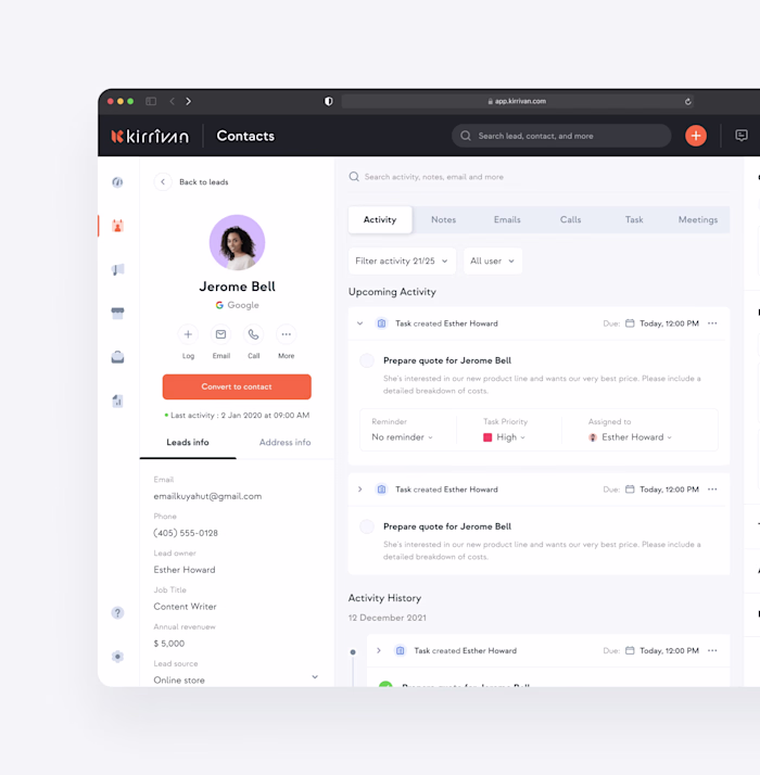 Kirrivan - Customer Relationship Management System