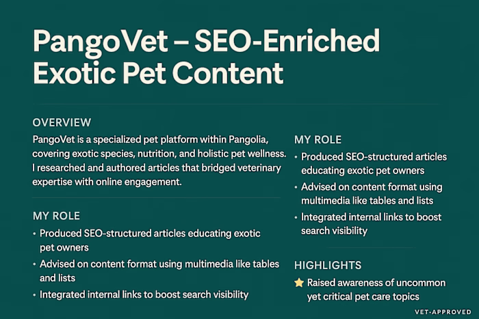 My work with PangoVet