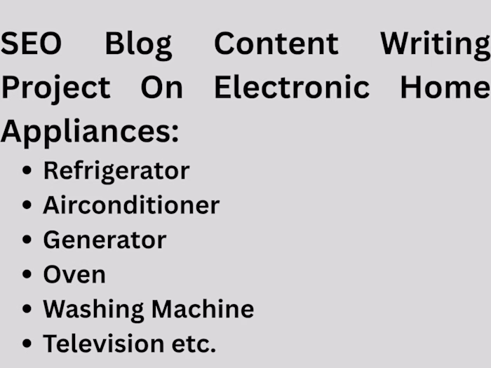 SEO Blog Content Writing On Electronic Home Appliances