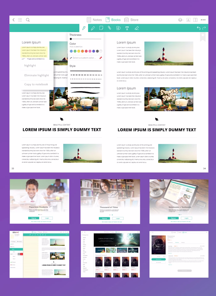 Eduac: Book reader and notebook app