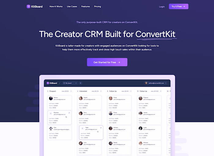 KitBoard: A Custom-Built CRM SaaS for ConvertKit Creators