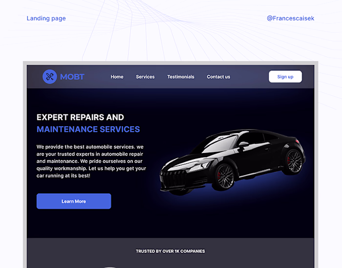 Auto Mobile Landing page on Behance