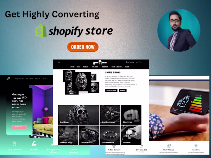 You will get A Shopify Store 
Website, Brand, Designer & Expert