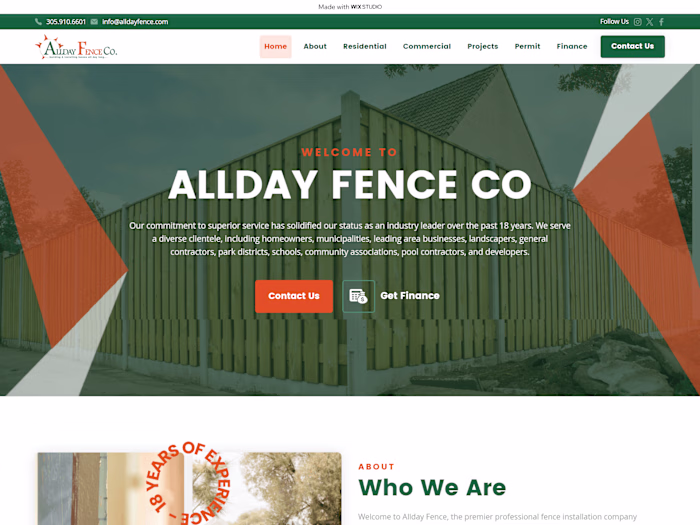 Allday Fence Co. - WIX Studio Website
