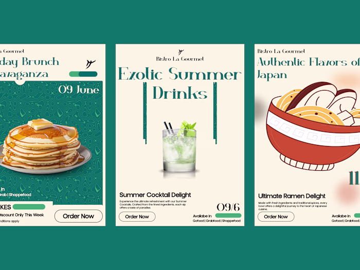 Creative Poster Designs for Bistro La Gourmet