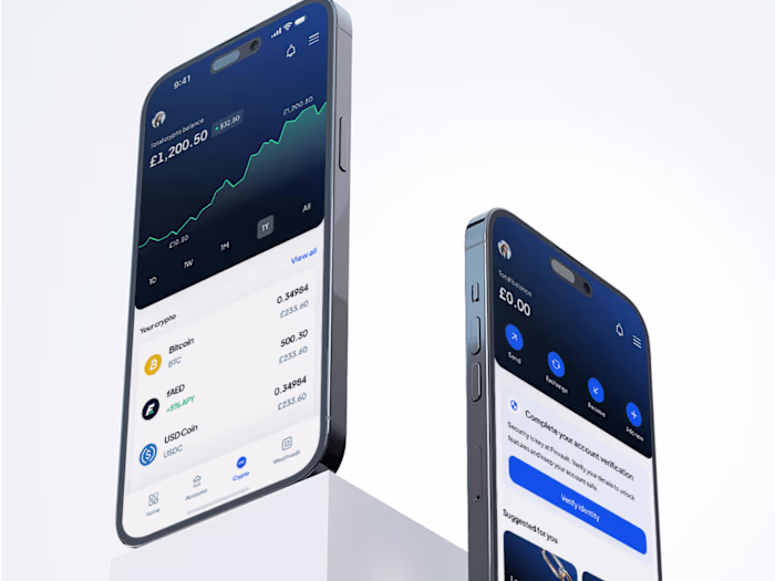 Mobile App design for Finvault - Cryptocurrency platform 
