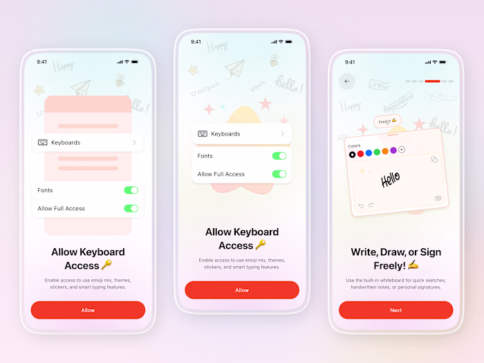 Playful iOS Keyboard App Onboarding UI
