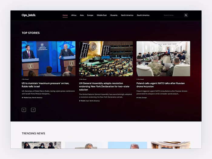 Ops Intels - News & Intelligence WordPress Website Design