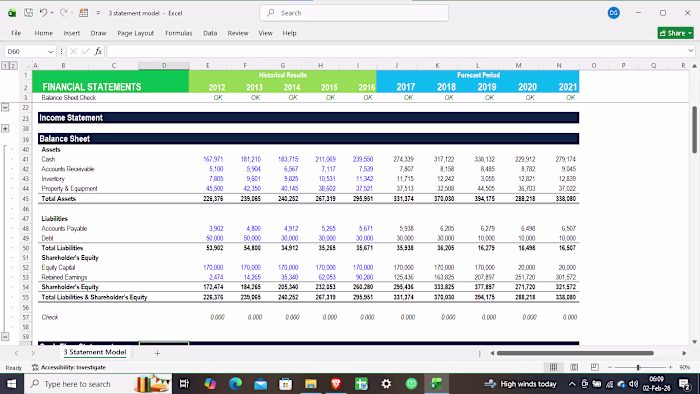 created a comprehensive financial model
