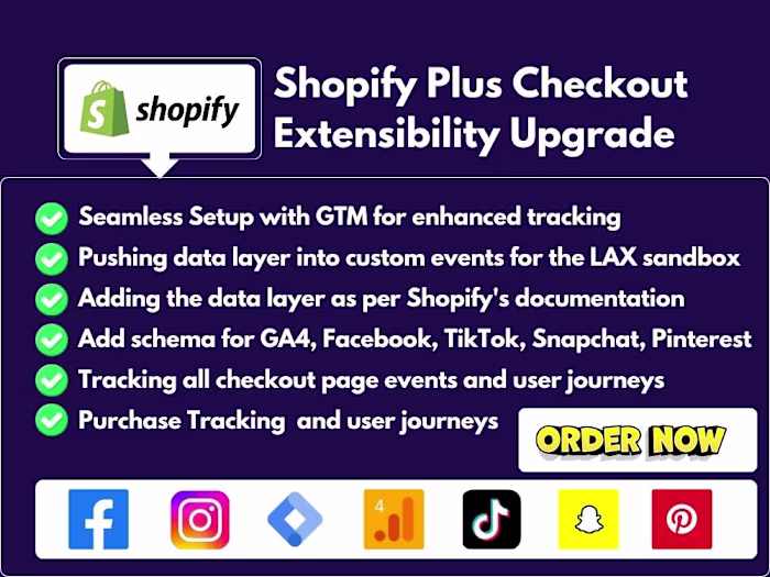Shopify plus checkout extensibility upgrade enable datalayer GTM