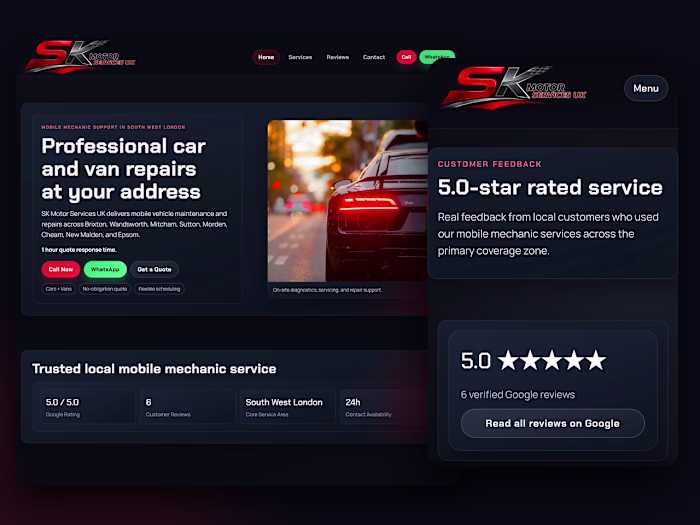 Mechanic Website for London Business