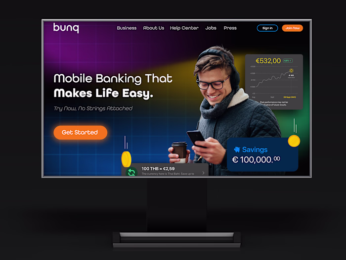 Bunq Website Redesign Concept | Fintech UI Design