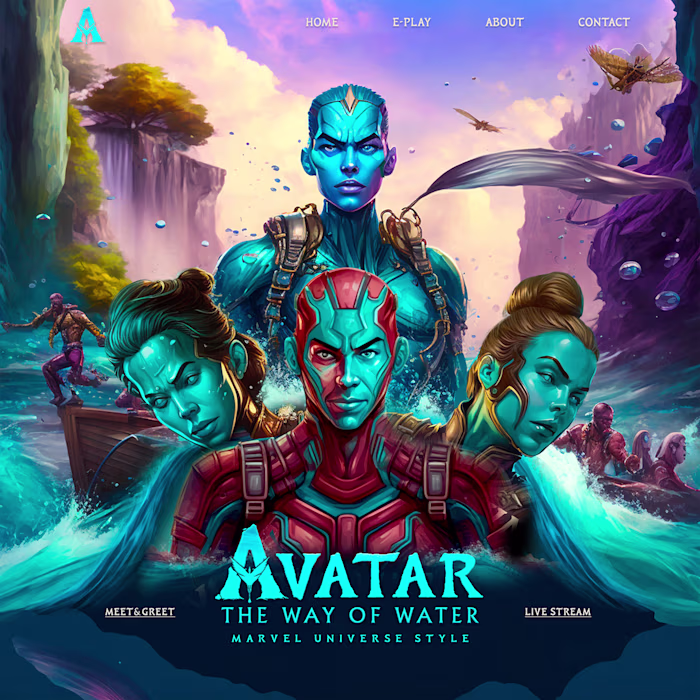 Avatar Way of Water Game Landing page with Marvel Twist