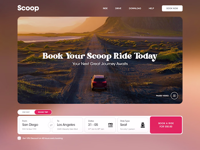 🚗 Ride-sharing application landing page
