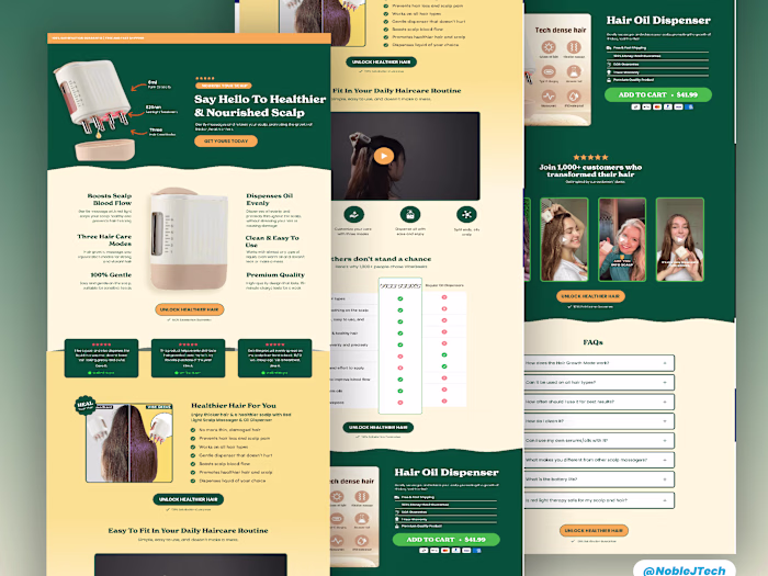 Scalp massager landing page