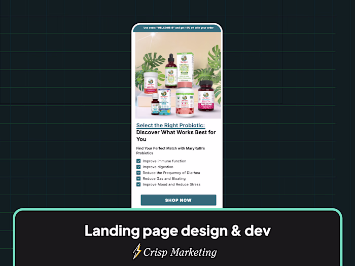 Landing page design & development for 8 figure brand