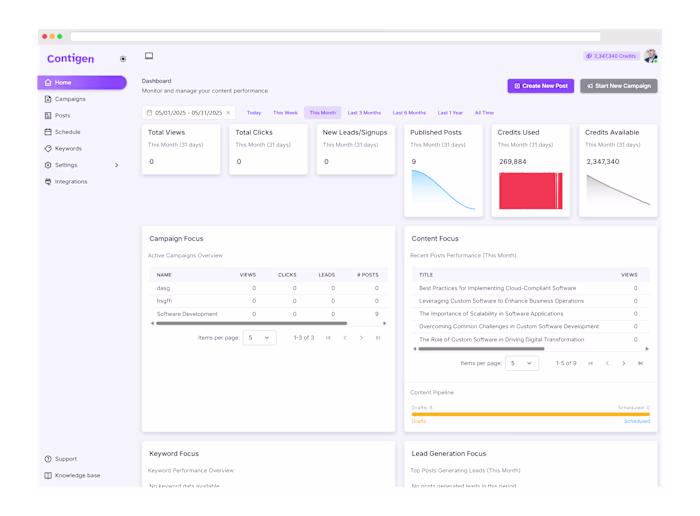 Scalable SaaS Platform Development for Contigen