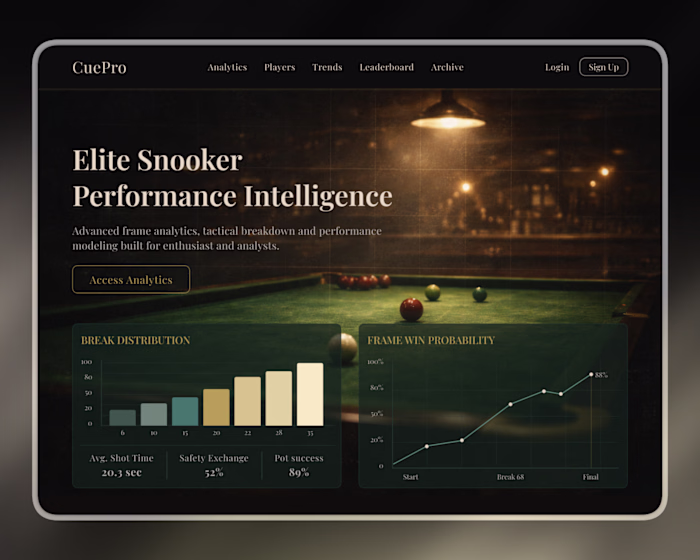 UI design for a snooker