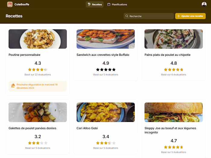 CoteBouffe Recipe Rating App