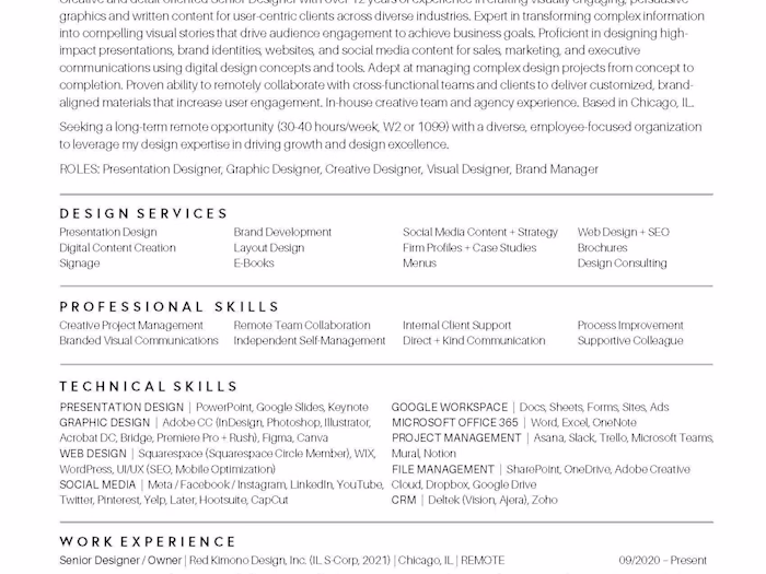 Senior Designer Resume
